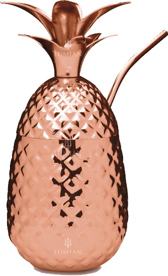 Vaso piña Lumian 50 cl con pajita, acero inoxidable chapado cobre - Imagen 3