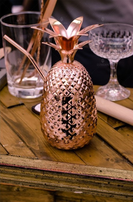 Vaso piña Lumian 50 cl con pajita, acero inoxidable chapado cobre - Imagen 4
