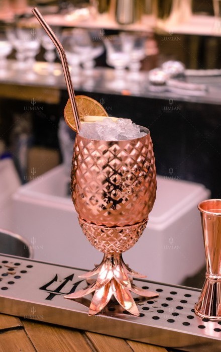 Vaso piña Lumian 50 cl con pajita, acero inoxidable chapado cobre - Imagen 5