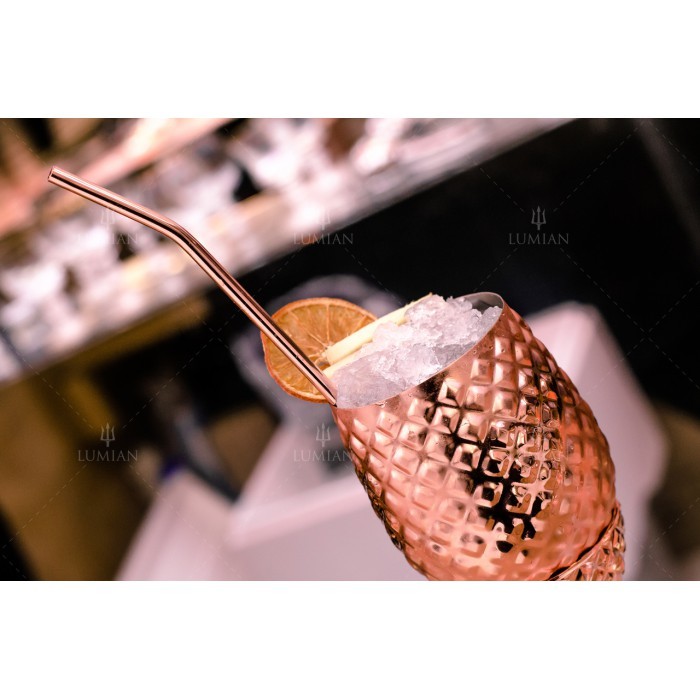 Vaso piña Lumian 50 cl con pajita, acero inoxidable chapado cobre - Imagen 6