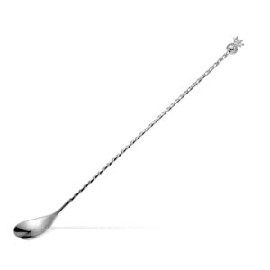 cuchara de bar piña Pineapple Spoon de 31 cm en acero inoxidable, con varilla retorcida y remate en forma de piña