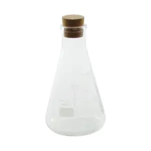 matraz Erlenmeyer 150 ml The Bars, formato pequeño de vidrio borosilicato con tapón de corcho