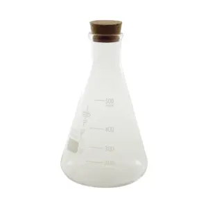 matraz Erlenmeyer 500 ml The Bars de vidrio borosilicato con tapón de corcho