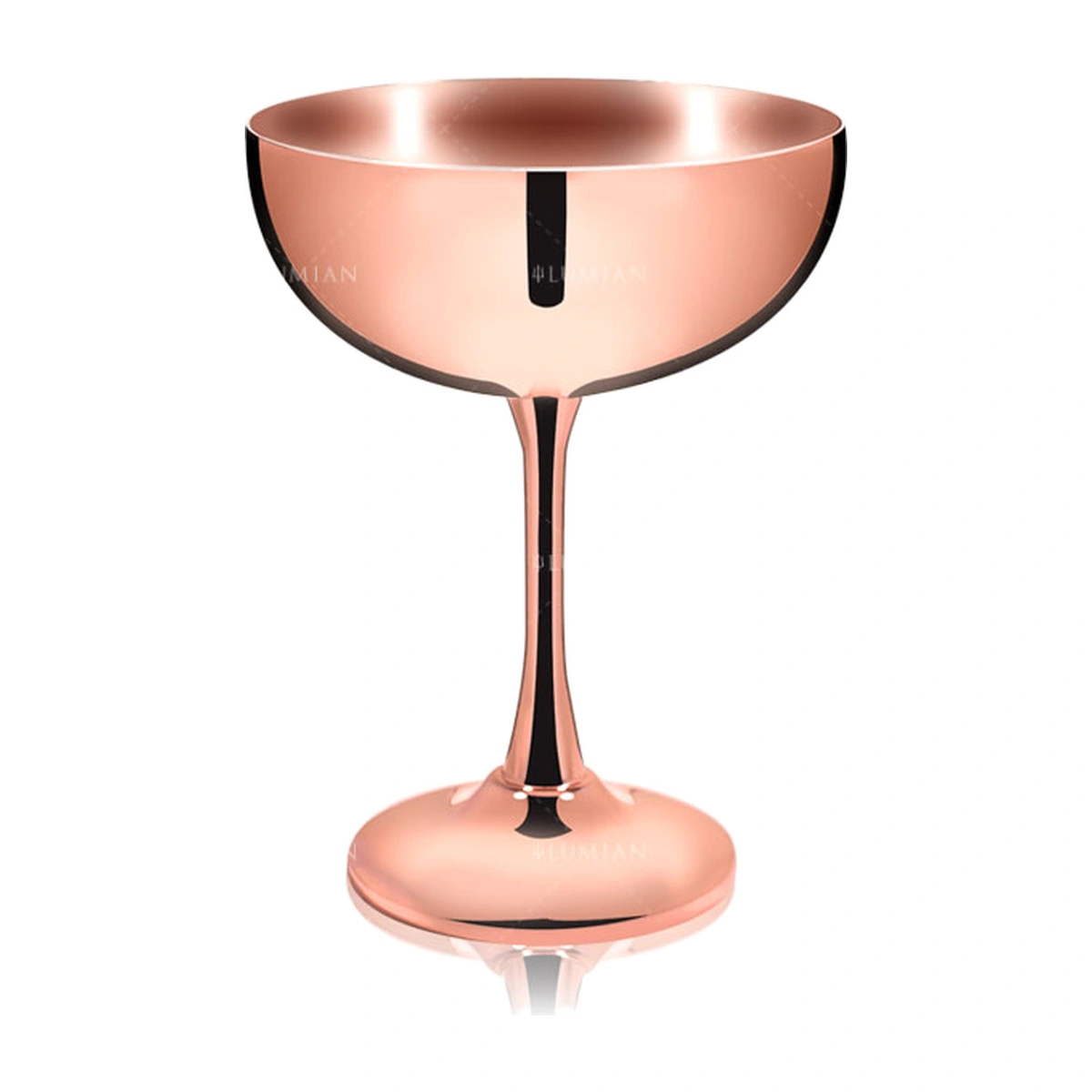 copa de champán de cobre: copa Artemide Lumian de 23 cl en acero inoxidable con acabado cobre, tallo fino y pie redondo