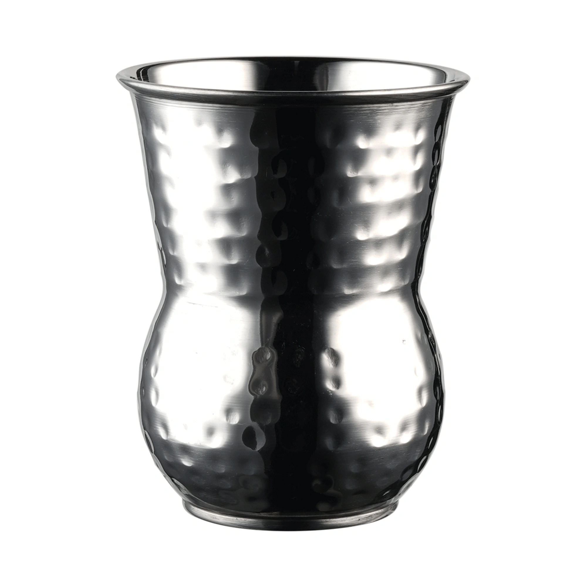 vaso julep martillado: vaso The Bars de acero martillado brillante con la forma árabe de tulipán