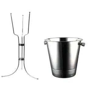 cubitera con soporte de pie The Bars, kit de acero inoxidable pulido espejo