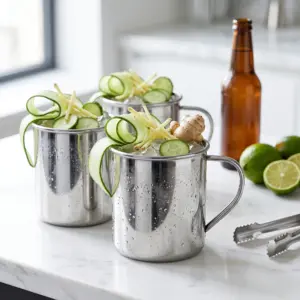 Taza Moscow Mule The Bars 35 cl, acero inoxidable, pack de 3