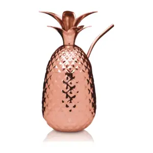 Vaso piña Lumian 50 cl con pajita, acero inoxidable chapado cobre