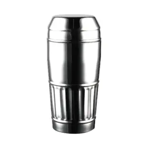 coctelera Deco Coffee The Bars de tres piezas en acero pulido, cuerpo en forma de barril con acanaladuras en la base