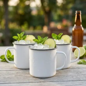 Taza Retro Esamaltada Blanca