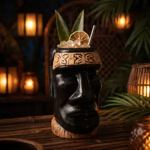 Vaso Tiki Moai Negro