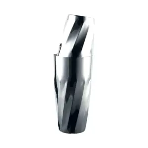 coctelera Boston Twist de acero inoxidable con torsión en espiral, tin de 28 oz y half tin de 20 oz